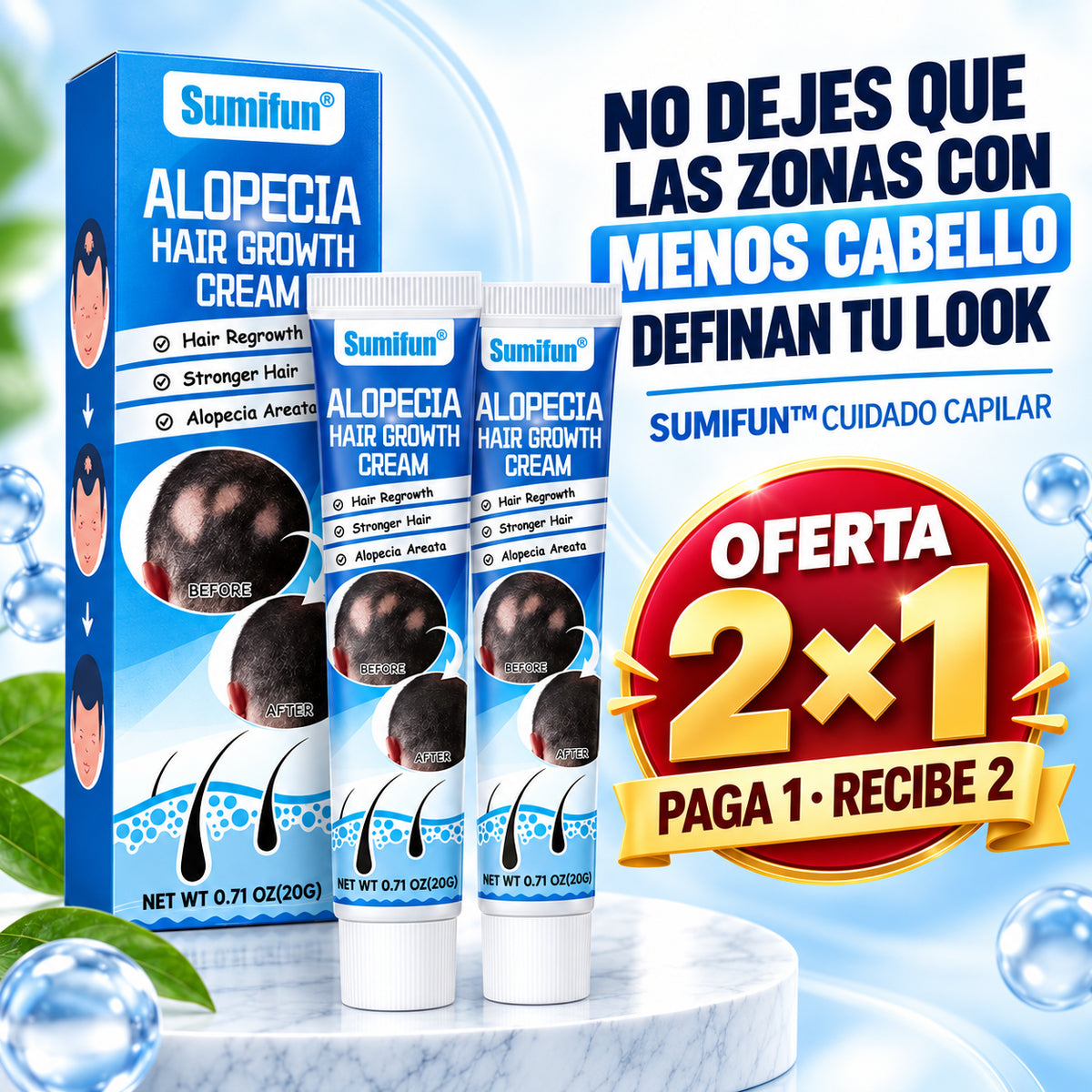 Sumifun™ – Crema Capilar para Zonas con Alopecia y Menor Densidad | Oferta 2×1